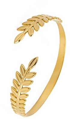 Olive Leaf Bangle Armbänder Olivenzweig Blätter Armband Armreif Frieden Freundschaft Open Adjustable Bangles Edelstahl Schmuck Geschenke für Frauen Mädchen (Gold)