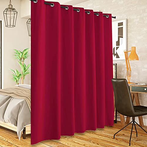 SK Studio Room Divider Curtain, Total Privacy Blackout Curtains Thermal Insulated Noise Reduce Sliding Door Curtains for Bedroom Partition, Shared Office, 1 Panel, Red, W 4.3 x L 6 ft