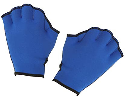 Toddmomy 1paar Schwimmhandschuhe Mit Schwimmhäuten Blaue Trainingshandschuhe Für Wasserwiderstandstraining Für Schwimmen Und Tauchen Verstellbarer Handgelenksverschluss