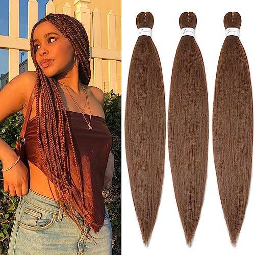 YDDM Capelli Per Treccine Africane Castano Chiaro Extension Treccine Texture Yaki Easy Install per Principianti 20 Pollici 3 Pezzi Capelli Leggeri e Naturali per Box Braids, Twist e Crochet