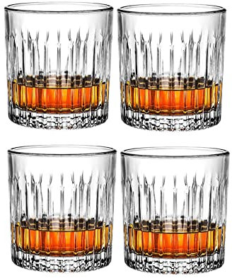 Vasos/Vasos de Agua 4 PCS Las tazas de cristal se fijan los vidrios del whisky de la manera, el whisky escocés, el bourbon, los cócteles, RON, Tumblers de gafas de whisky duradero Copas de Agua ( Colo
