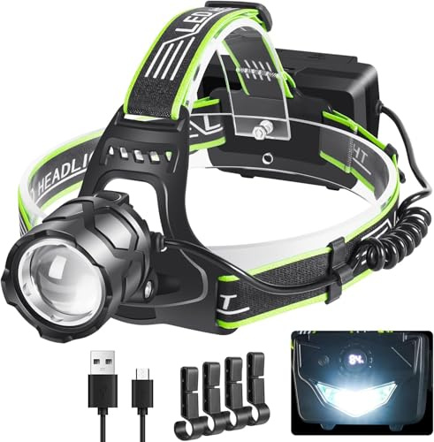 PEAKRO Torcia Frontale Led Ricaricabile Lampada Frontale 90000 Lumen 9000mAh 5 Modalità Luce Frontale Regolabile Lampada da Testa con Retroilluminazione per Campeggio,Pesca,Jogging