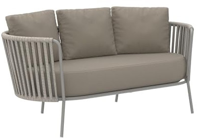 MONDO VIRO un mondo a casa tua Mondo Viro 2-Sitzer-Sofa aus Seil und Metall Daisy Rope Loungesofa für den Garten, 160 x 73 cm, 71 cm (Schlamm - Maulwurf)