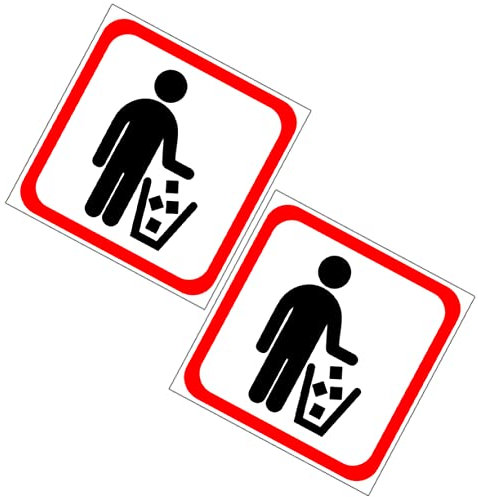 BESTonZON 2pcs Trash Bin Warning Stickers Garbage Can Decal Self-Adhesive Waste Sorting Label for Indoor Trash Cans Kitchen and Living Room