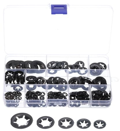 QUARKZMAN Set di 360 Rondelle Dentate Interne, 9 Dimensioni M2/M2.5/M3/M4/M5/M6/M8/M10/M12 Rondelle di Bloccaggio Rapido a Stella, Clip di Fissaggio in Acciaio 65Mn per Viti