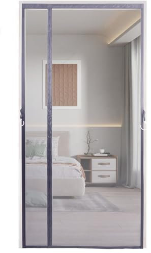 Fliegengitter TüR Magnetisch 90x205cm, Insektenschutz Vorhänge Klebemontage Magnetischer Türvorhang Ohne Bohren, für Balkontür Terrassentür. - Grau