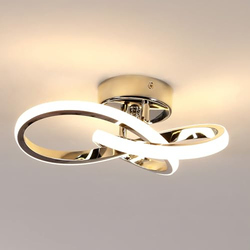 Toolight LED Deckenleuchte, 22W 2500LM Moderne Deckenlampe aus Aluminium, Chrom LED Deckenlampe 3000K Warmweiß, Kleine Deckenbeleuchtung für Flur Balkon Schlafzimmer Arbeitszimmer Wohnzimmer, 25CM