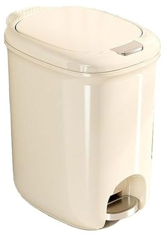 BAKULI Pattumiera Da Bagno, Con Coperchio, Pattumiera In Plastica Sottile Da 8/12/15/20 Litri, Con Pedale, Cestino Stretto, For WC, Ufficio, Cucina, Camera Da Letto, Pattumiera(Beige,20L)