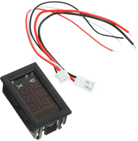 iplusmile Mini voltmetro digitale, amperometro da 10 A, contatore di tensione digitale e corrente con doppio display, per auto e veicoli elettrici, dispositivo di prova preciso volt e ampere, casuale