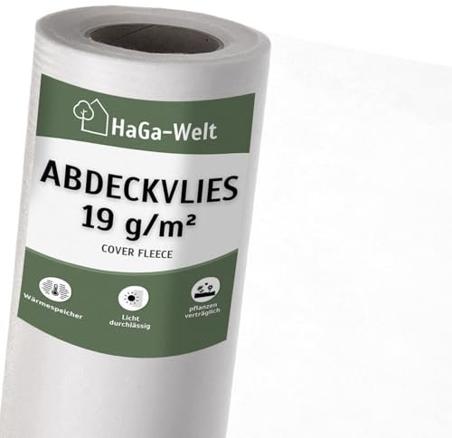 HaGa Bâche de protection non-tissée de 19 g/m² en 1,6 m x 10 m – Toison anti-gel pour plantes – Respirante – Pour couvrir de parterres surélevés