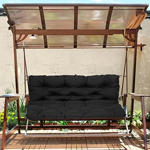 Bankkissen Wasserdicht für Hollywoodschaukel Outdoor mit Rückenlehne 10cm dick | Auflage für Terrasse | 2 oder 3 Sitzer Kissen Schwarz 120 x 100 x 10 cm