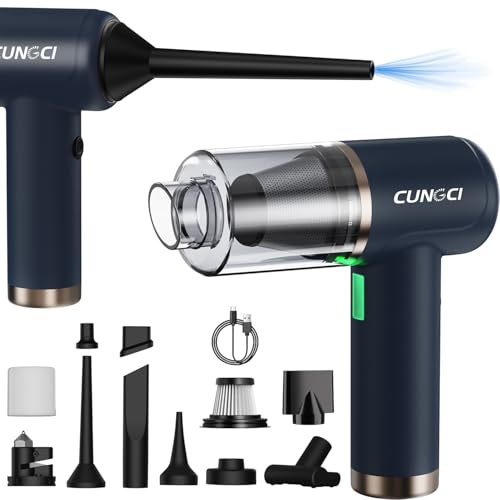 CungCi Aspirateur de voiture portable sans fil, 18 000 Pa 5 en 1, moteur sans balais de 100 W, aspirateur haute puissance avec marteau brise-fenêtre, lumière LED, buses multiples pour voiture, maison