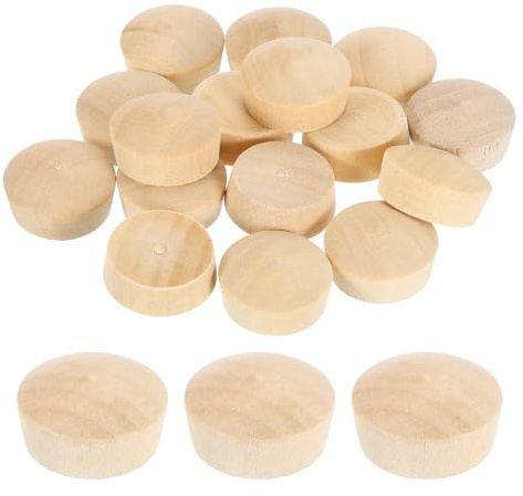 sourcing map Holzknopfstopfen, 18,5 mm, flacher Kopf, Hartholz, Schraubenlochstopfen für Möbel, Holzarbeiten, Handwerk, Dekoration (20 mm x 18,5 mm), 80 Stück