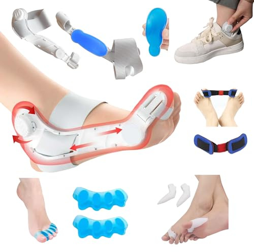 Kit Corrector de Juanetes Unisex con Pomo Ajustable, Correa Antideslizante y Separador de Dedos, Alivio Dolor de Pies y Dedo Martillo, Corrector Nocturno y Diurno para Juanetes, Protector para Mujer