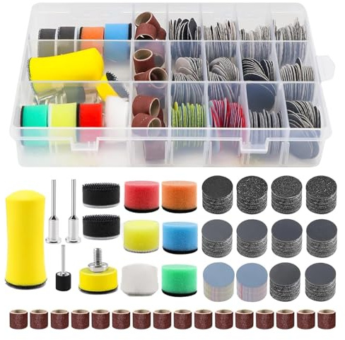 268 Pcs 25mm Wet Dry Sanding Discs and Drum Sander Set - Multicolor Buffing Wheels, 60-10000 Grit Sanding Bits Accessories for Dremel Rotary Tools, Drill Attachment for Resin Wood Metal Jewelry Car