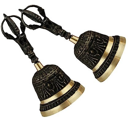 BATHVEVE 2piezas Campanitas De Mano De Cobre Retro Campana Decorativa para Ceremonias Religiosas y Eventos Festivos