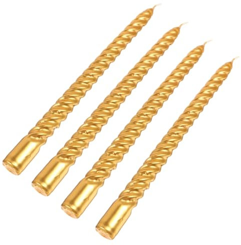 HAMPPLIES 4 Pezzi Candele elettroplate decorazioni a di candela ornamento di candele candela galvanica a stelo lungo in stile europeo a palo lungo paraffina D'oro