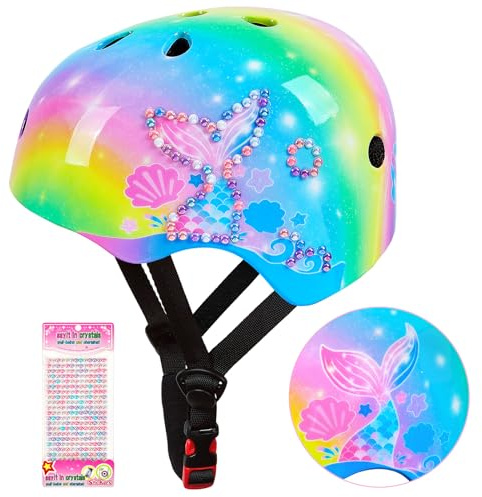 MHJY Casque Vélo Enfant 3–14 Ans, Casque Réglable Léger pour Fille et Garçon avec Autocollants DIY, pour Trottinette, Skateboard et Cyclisme