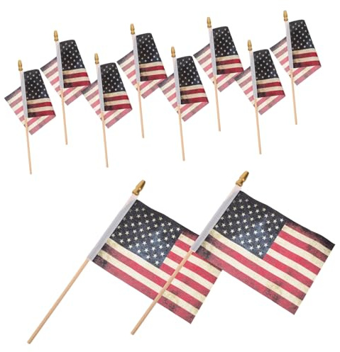 Toddmomy 10pièces Drapeaux Américains Petits Avec Bâtons Drapeau Portable Américain Drapeau De Célébration Pour Événements Spéciaux
