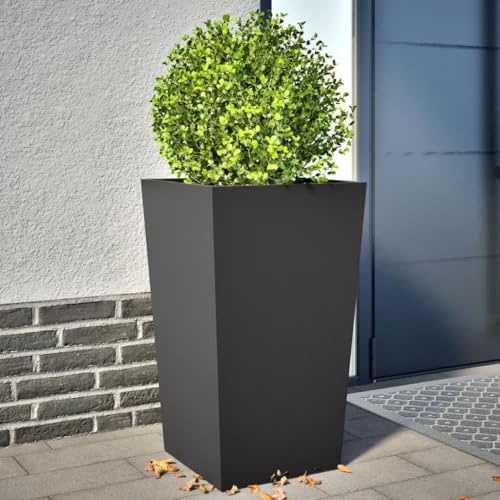 HaoChrymec Macetas de Acero, 2 Unidades, Color Negro, Jardineras de Exterior, Huerto Urbano, Macetas para Balcón, 45x45x75 cm