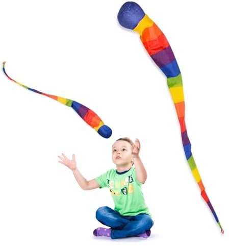 Generisch Regenbogenball mit Schwanz, Kometenball Schweif, Regenbogen kometen Spielzeug - ca. 62?cm, aus Stoff & Seidenbaumwolle, fördert Motorik durch Wurfspiele, ideal für Kinder drinnen & draußen