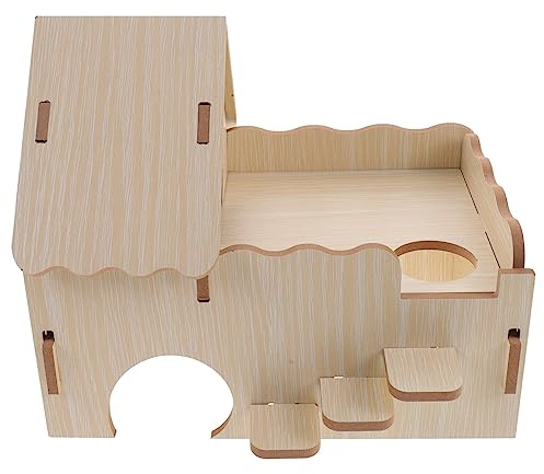 Didiseaon Maison pour Cochons d'Inde en Bois Massif Multi-usages Échelle Ondulée, Grosse Taille, Accessible pour Cage, Lit Et Cachette pour Petits Animaux De Compagnie