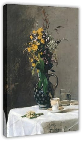 QITJSGD Poster sur toile avec bouquet de fleurs sauvages - Décoration pour chambre à coucher, bureau, chambre - Cadeau - 50 x 75 cm