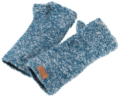 Handgestrickte Pulswärmer, Armstulpen aus Nepal, Schurwolle, warm | Unisex, mit weichem Fleece gefüttert, extra Daumen, ideal gegen kalten Wind, bequem und praktisch für den Alltag
