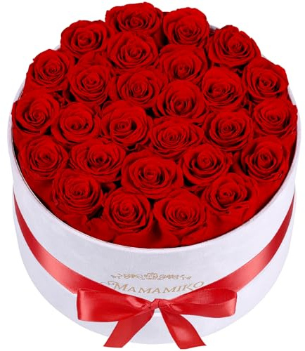 27 konservierte Rosen in Wildleder-Box, Infinity Rosen, Ewige Rote Rosen, Rosenbox, Geschenke für Frauen, Valentinstag, Muttertag, Geburtstag, Jahrestag für Ehefrau, Freundin oder Mama