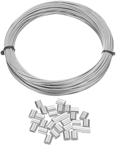 QUARKZMAN Kit De Cable De Acero Inoxidable 304 100 Pies (30 M) Largo Diámetro 1/16 (1.5 Mm) Núcleo De 7x7 Hebras Con 30 Fundas De Bucle Para Sistema De Barandilla De Terraza