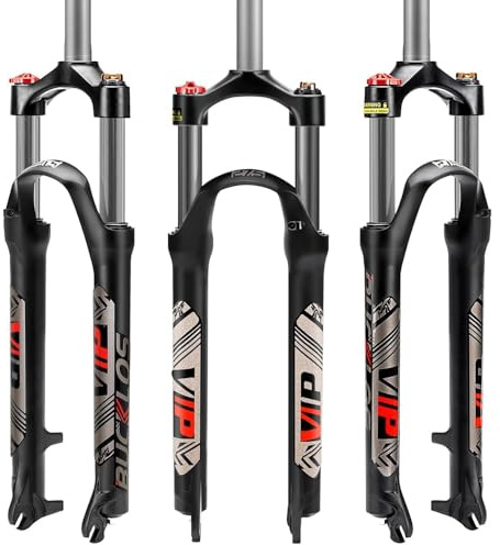 AEYINO 26/27,5/29 MTB Federgabel 100mm Federweg 1-1/8 Gerade | 9mm Schnellspanner Gabel aus Alu mit Kronen-Lockout für XC Mountainbike