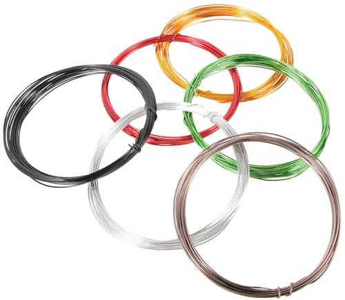jojofuny Lot de 6 Fils de Palissage pour Bonsaï en Aluminium Anodisé 1,0 Mm X 5 M, Couleurs Assorties, Fil Flexible pour Modelage et Support de Plantes, Outils Jardinage DIY