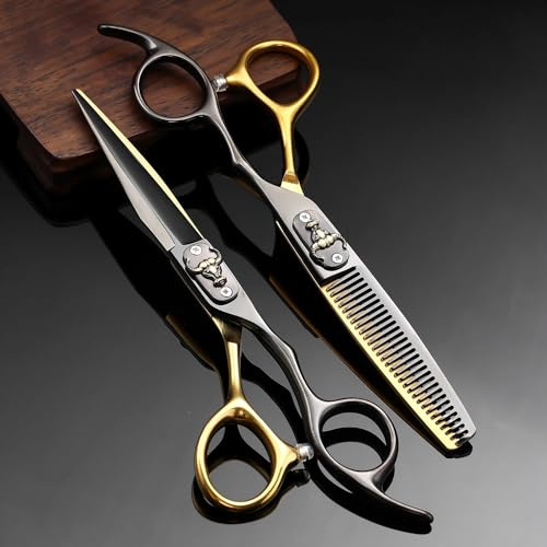 IOCCIOBB Hair Cutting Scissors 6 Inch 440C Steel Hair Scissors Set Barber Accessories Hairdresser Cutting Tools Thinning Shears Hairdressing Scissor
