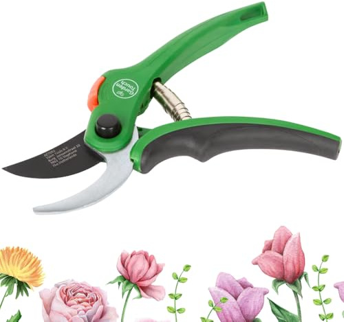 Forbice Potatura Giardinaggio, Attrezzi Lavoro Giardino, Paletta, Piccone, Zappa, Rastrello, Pala, Artiglio, Acciaio Inox, Manico Soft Grip Plastica Gomma. (FORBICE POTATURA VERDE)