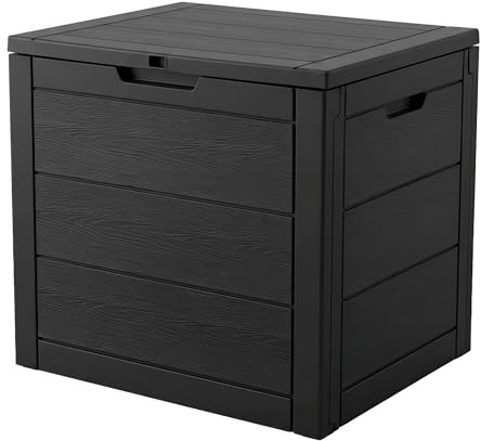 Outdoor Storage Box, 35 Gallon Deck Box, 132 Litre Waterproof Resin Storage Bin for Patio Cushions, Gardening Tools, Accessories, Lockable, UV Resistant Garden Chest Utility Handles Lid (Black)