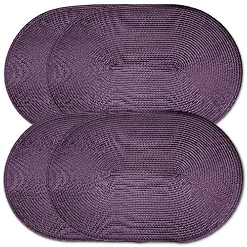 CAIT CHAPMAN HOME COLLECTION Platzdeckchen, oval, geflochten, Polypropylen, Kunststoff, Violett, 4 Stück