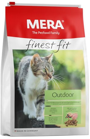 MERA Finest fit Outdoor, Katzenfutter trocken für aktive Katzen, Trockenfutter aus frischem Geflügel und Reis, gesundes Futter für Freigänger, ohne Zucker (4 kg)