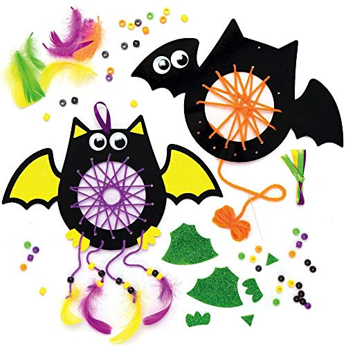 Baker Ross AX191 Fledermaus Traumfänger Bastelset für Kinder - 4er Pack, Bastelsets für Kinder zum Basteln und Bemalen, Fledermaus