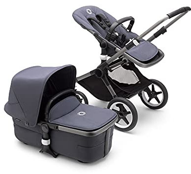 Bugaboo Fox 3, nuestro sistema de viaje 2-en-1 más cómodo: carrito todoterreno, capazo con ventilación avanzada, chasis grafito, capazo y capota Stormy Blue