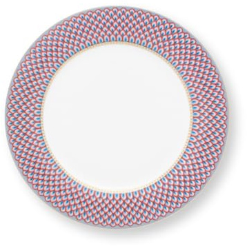 Pip Studio Flower Fest. Scallop Teller LightBlue/red 26,5cm