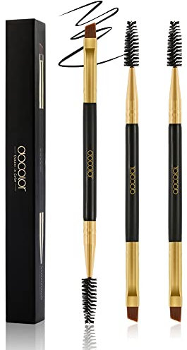Docolor Augenbrauenpinsel Augenbrauenbürstchen 3 Stück Multifunktion Make Up Pinsel Augenbrauen Bürste Wimpernbürstchen,Schwarz