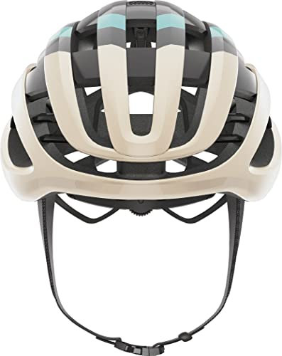 ABUS Rennradhelm AirBreaker - High-End Fahrradhelm für den professionellen Radsport - für Jugendliche und Erwachsene - Helm für Damen und Herren - Gold/Türkis, Größe L