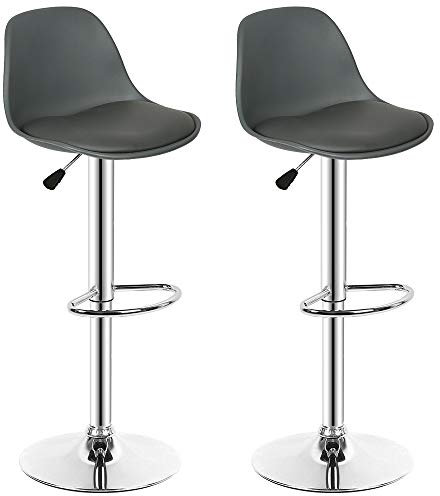 OHMG Barhocker, 2 Stück, Barstühle aus Metall, PU-Leder, 360 ° drehbar & höhenverstellbar, Hochstuhl Küche