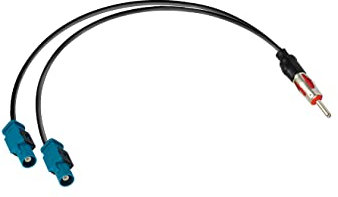 Vecys DIN Macho a Doble Fakra Z Macho Cable Divisor de Antena de Radio de Coche Fakra Z Plug a DIN Plug Cable RG174 15.35In/39CM para AM/FM DAB Antena de Radio de Coche