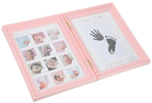 PRETYZOOM Neugeborenen-bilderrahmen Mit Hand Und Fußabdruck Pinkes Zur Feier Von Wachstumsmomenten Dekoration Für Babyzimmer Und Geburtstagsfeiern Kompakte Mit Platz Für Viele Fotos EIN