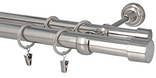 HDTL Kit Bastone per Tende in metallo 25/19mm Acciaio Inox Montaggio a Muro 200 cm Zoya