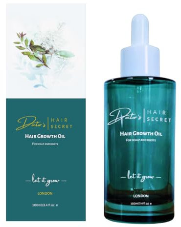 Doctor's Secret Hair Growth Oil with Rosemary, Peppermint, Caffeine, Lavender, Castor, Rosehip and Sweet Almond Oils. 100% Natural Vegan, Doctor Formulated For Thinning Hair (100ml)