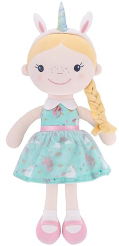 GAGAKU 40 cm Weiche Stoffpuppe, Schutzengelpuppen, Taufgeschenk für Baby Mädchen, Kuscheltier, Glücksbringer für Kinder von 3-5 Jahren (40 cm Einhorn-Mädchen)