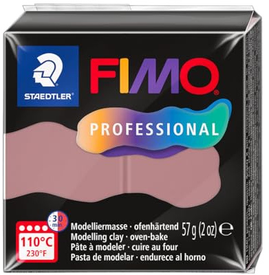 STAEDTLER 8040-20 ST, modelleringsmassa Fimo Prof 57 g gammalrosa, standard | Ugnhärdande, fast konsistens för filigran arbete – för avancerad – artikelnr. 8040-20