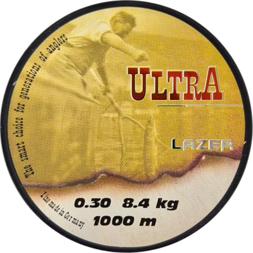 LAZER LINE Ultra Monofil Angelschnur 1000m DIA0,30mm Test 8,4 kg Weiß | Karpfen Hecht Zander Angel Schnur - Spinner Angeln - Grundangeln Monofilament Angelsehne - Nylonfaden Vorfach Vorfachschnur